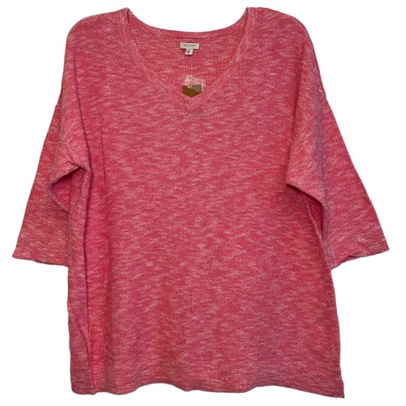Sonoma Sweaters - SONOMA Barbie Pink V-Neck Lightweight Sweater 3/4 Sleeve Top Plus Size 1X NEW
